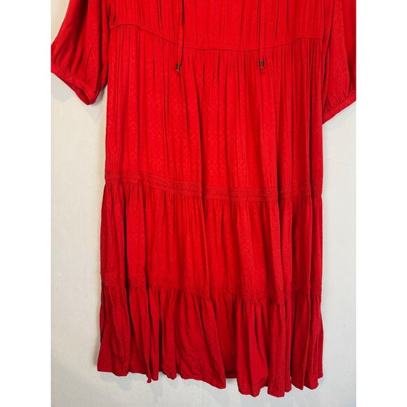 Nurture Tiered Maxi Dress Smocked Westbound Woman Size 2X Red V-Neck - Picture 3 of 6